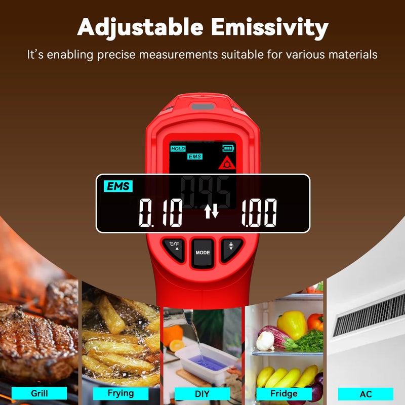 Wintact Laser Infrared Thermometer Gun -58℉ to 752℉, Surface Heat Temperature Gun, Non-Contact Digital Thermometer for Kitchen Cooking Food, Pizza Oven, BBQ, Griddle, Soap Making, HVAC - Image 5